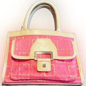Liz Claiborne Pink & Beige Patterned Heritage Mini Satchel Bag